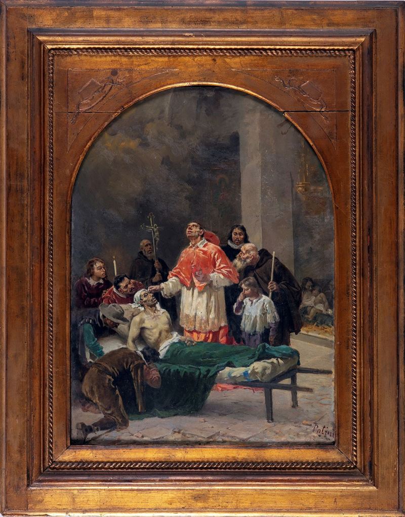 Teofilo Patini - San Carlo Borromeo Unge con L'olio Santo un Appestato