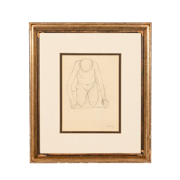 Ottone Rosai - Uomo nudo in ginocchio