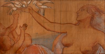 Disegno Preparatorio di Figura Allegrica, Probabilmente per un Pannello Maiolicato