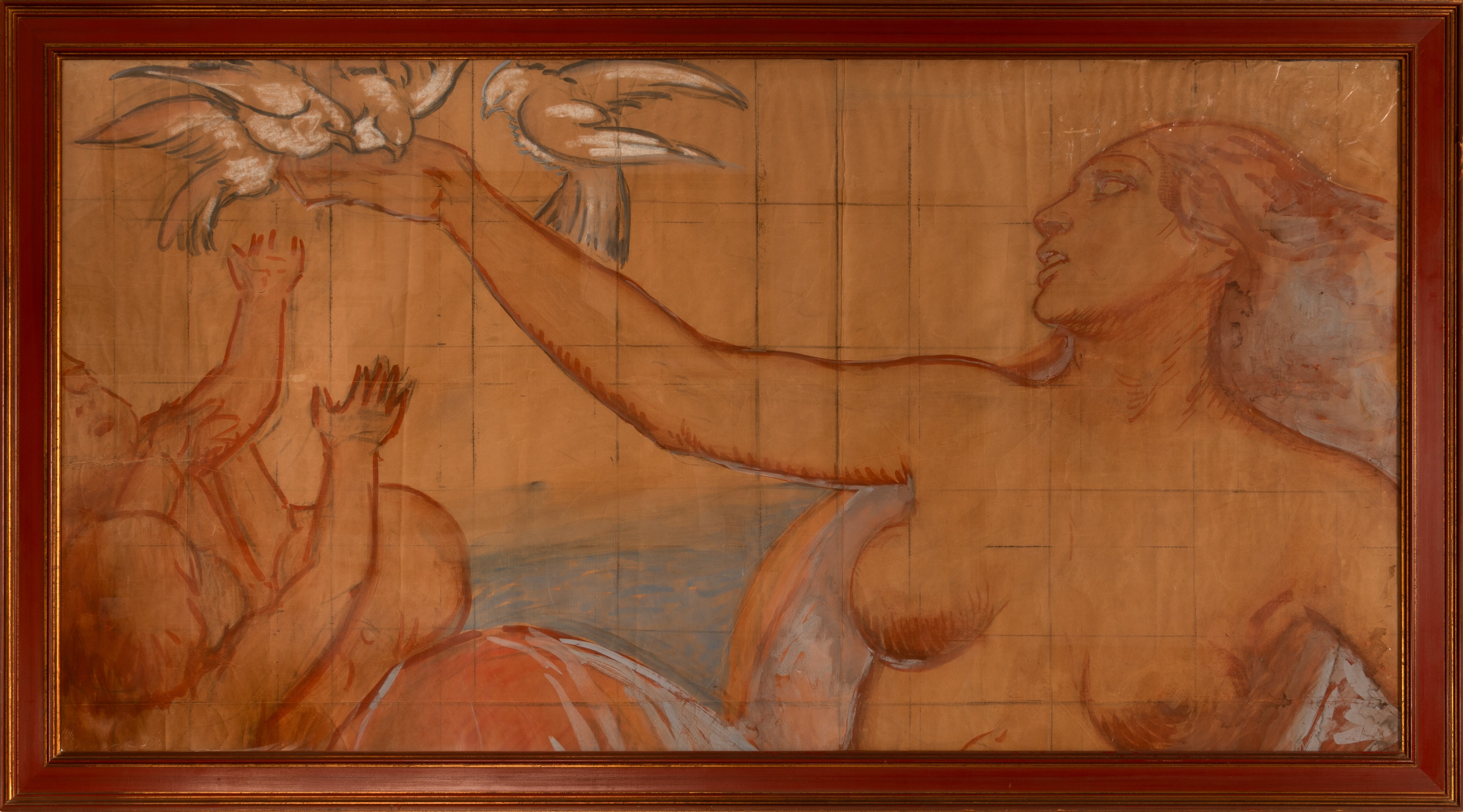 Basilio Cascella - Disegno Preparatorio di Figura Allegrica, Probabilmente per un Pannello Maioli...