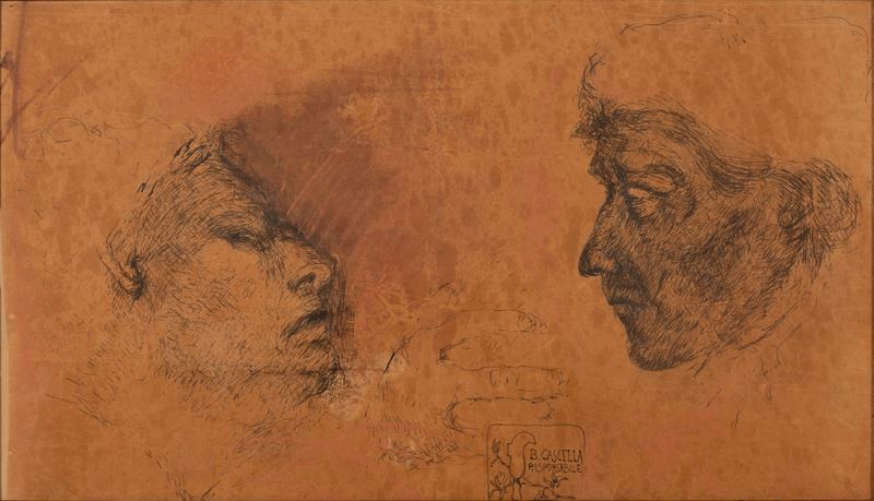 Basilio Cascella - Disegno Preparatorio per Cartolina Dedicata alla Prima Guerra Mondiale