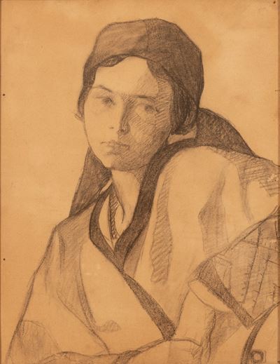 Disegno Rappresentantecontadina con Fazzoletto in Testa