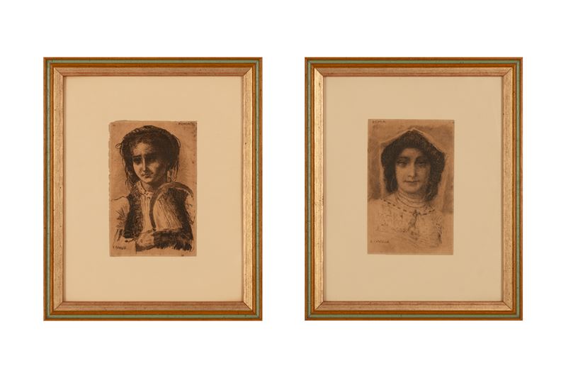Basilio Cascella - Coppia di Cartoline di Roma e del Piemonte