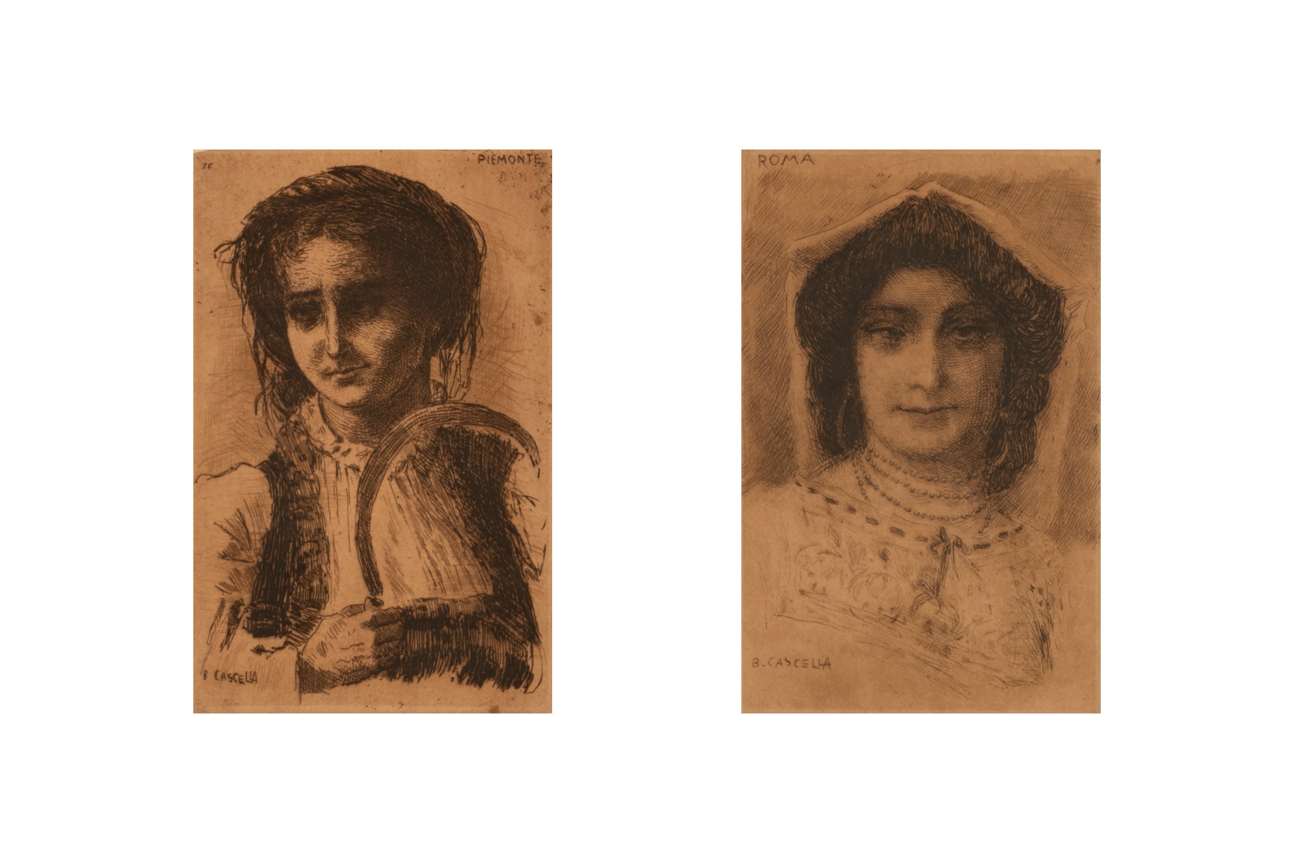 Basilio Cascella - Coppia di Cartoline di Roma e del Piemonte