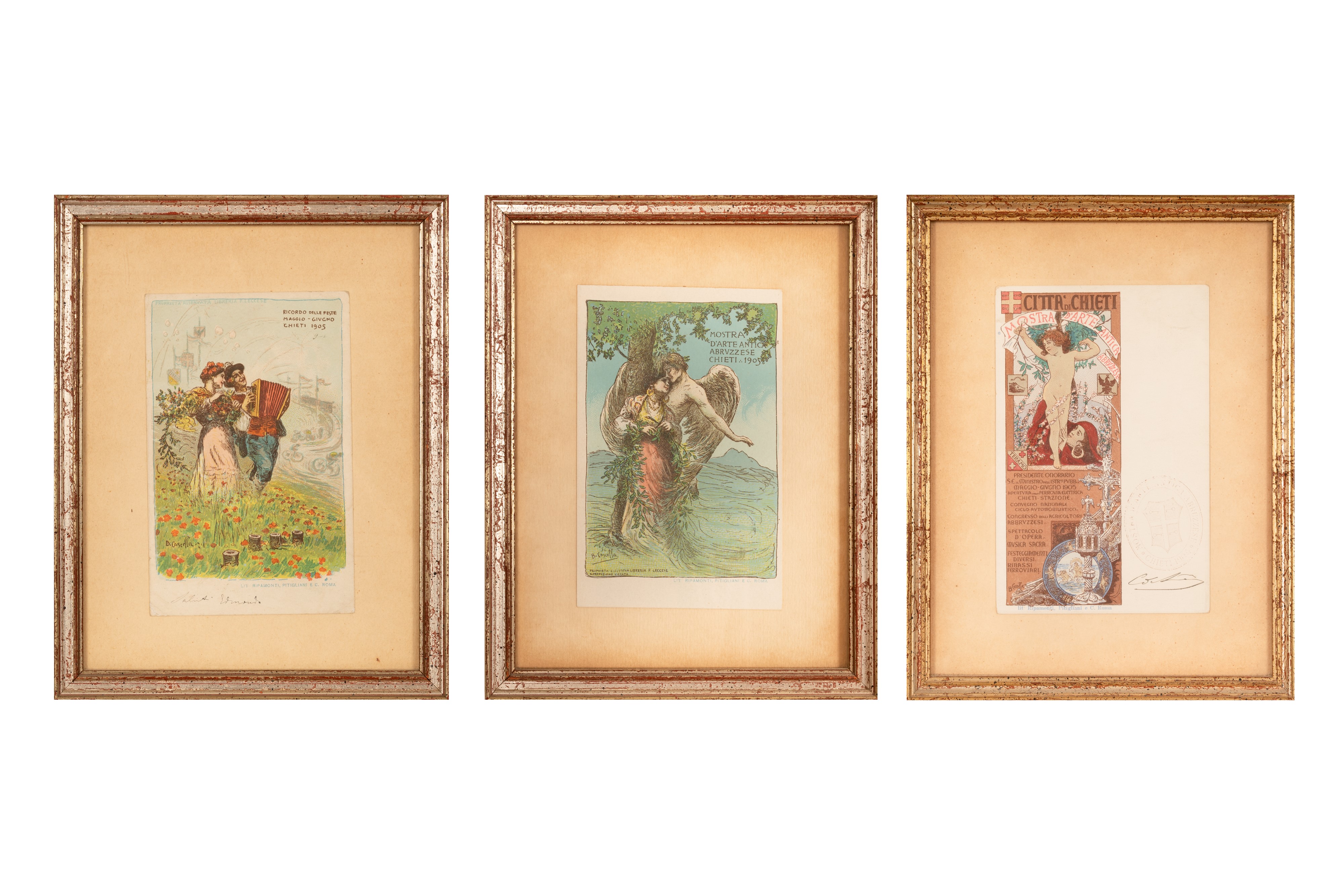Basilio Cascella - Serie di Tre Cartoline Dedicate a Chieti