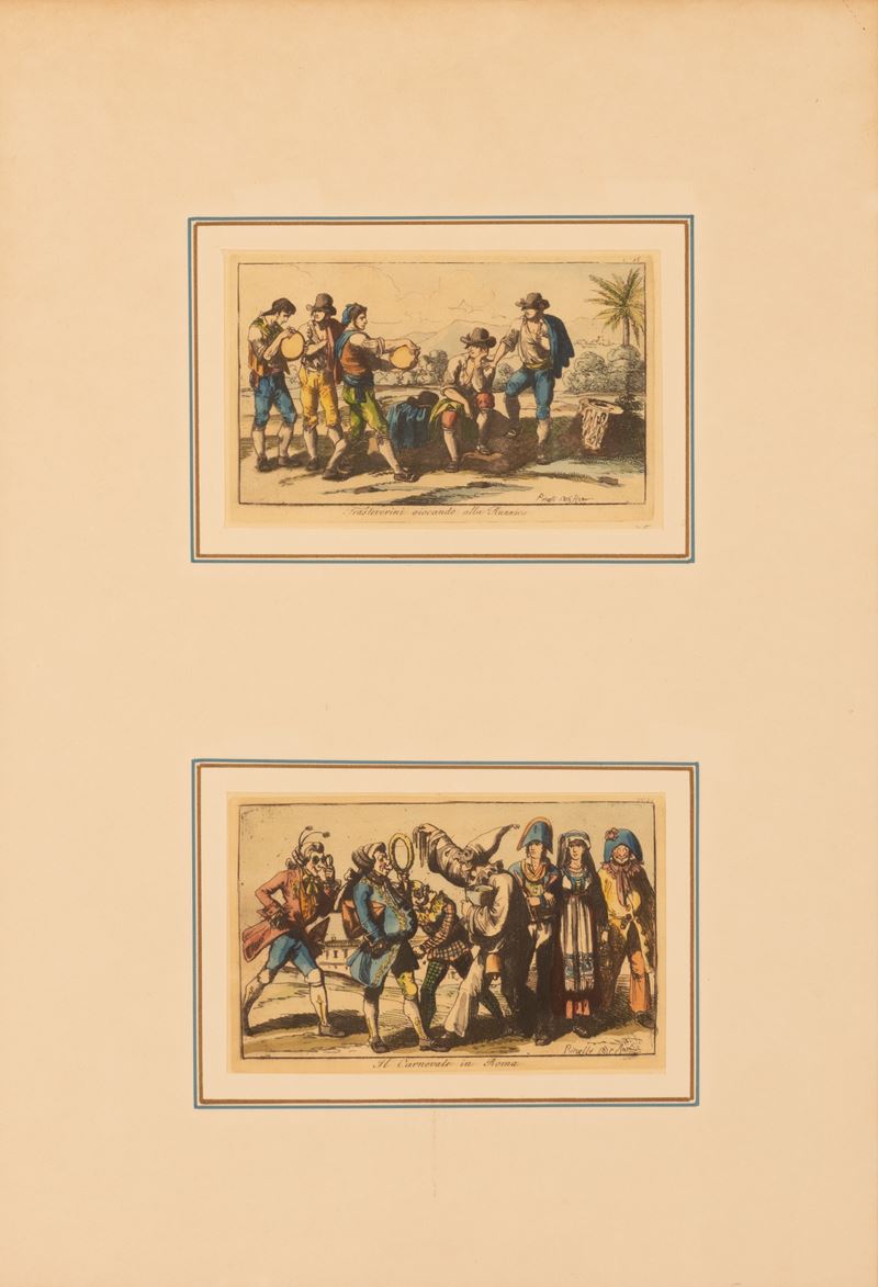 Foglio a doppia incisione raffigurante: