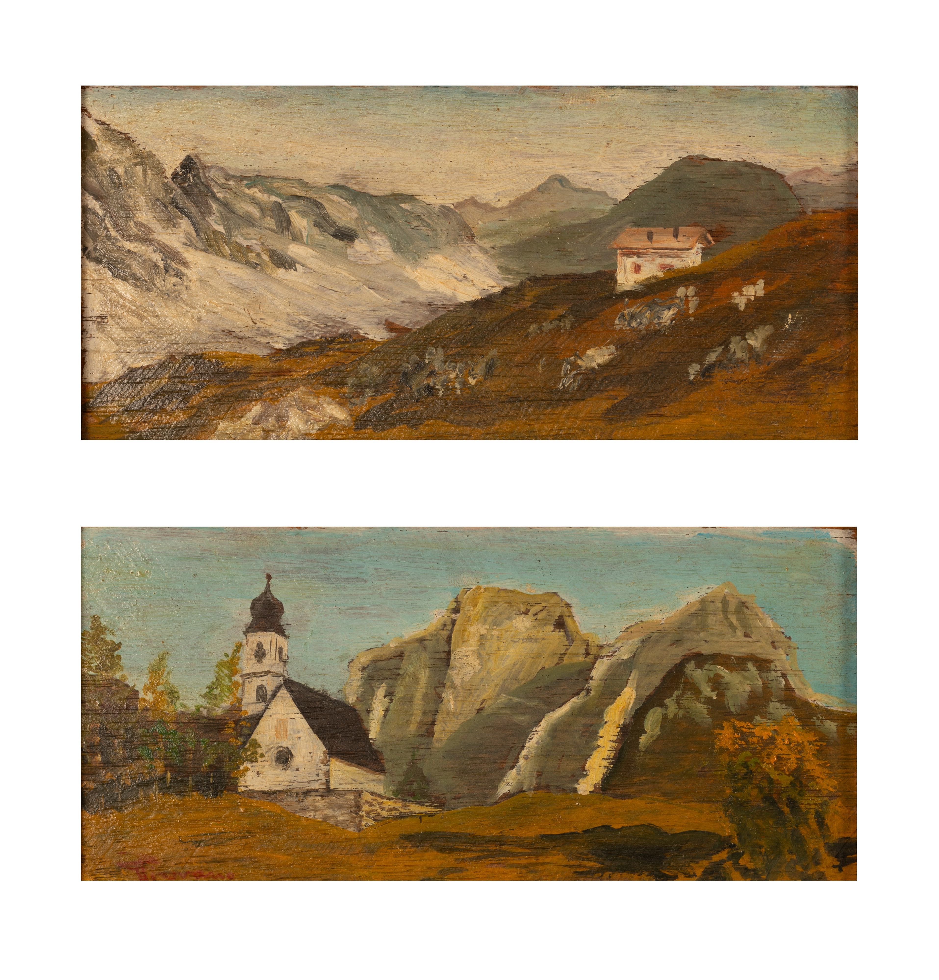 Coppia di paesaggi montani