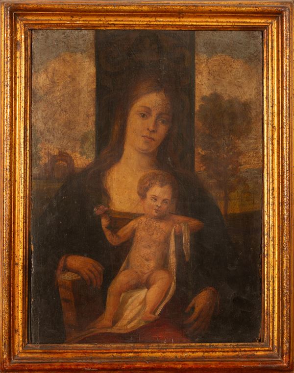 Pittore veneto tra la fine del XVI e gli inizi del XVII secolo - Madonna della Rosa