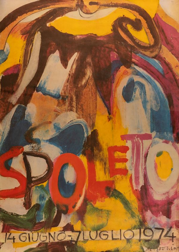 Willem de Kooning - Manifesto offset originale a colori. Festival di Spoleto Giugno - Luglio 1974