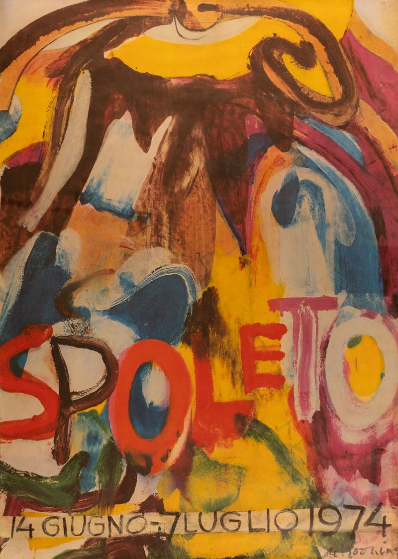 Manifesto offset originale a colori. Festival di Spoleto Giugno - Luglio 1974