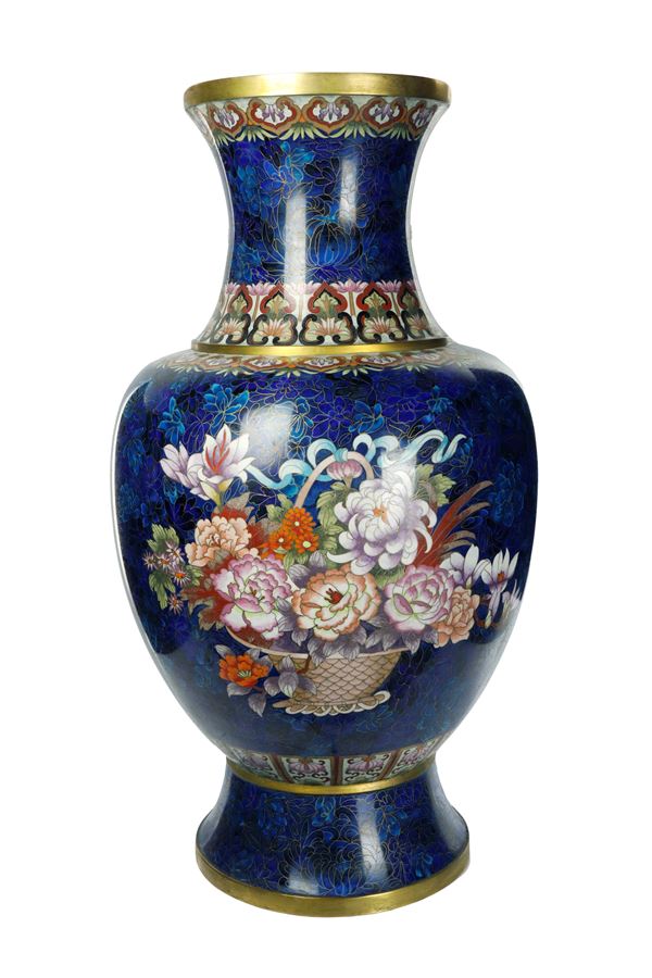 Grande vaso blu cloisonnet 