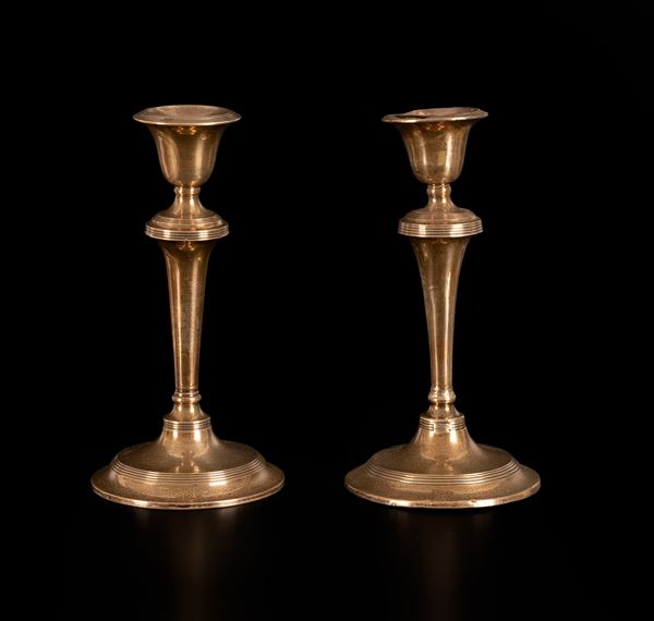 Coppia di candelieri in argento con punzoni W.G.S&Co W G Sothers & Co Birmingham 1912