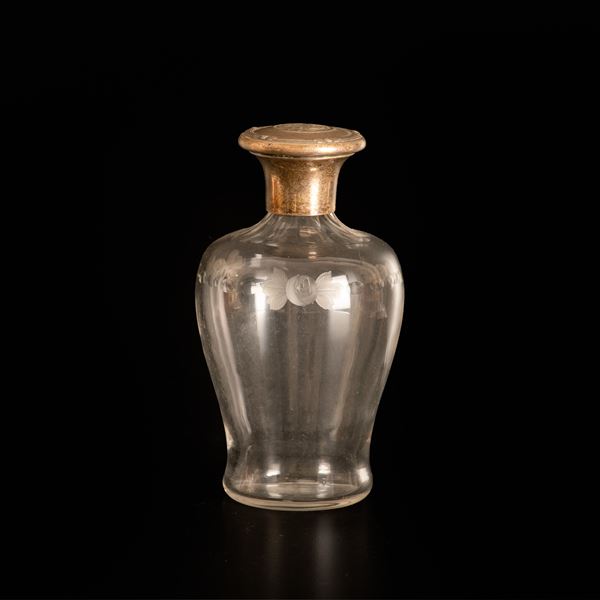 Porta profumo da toletta in vetro e argento 