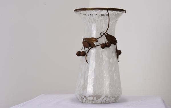 Vaso in vetro e ottone