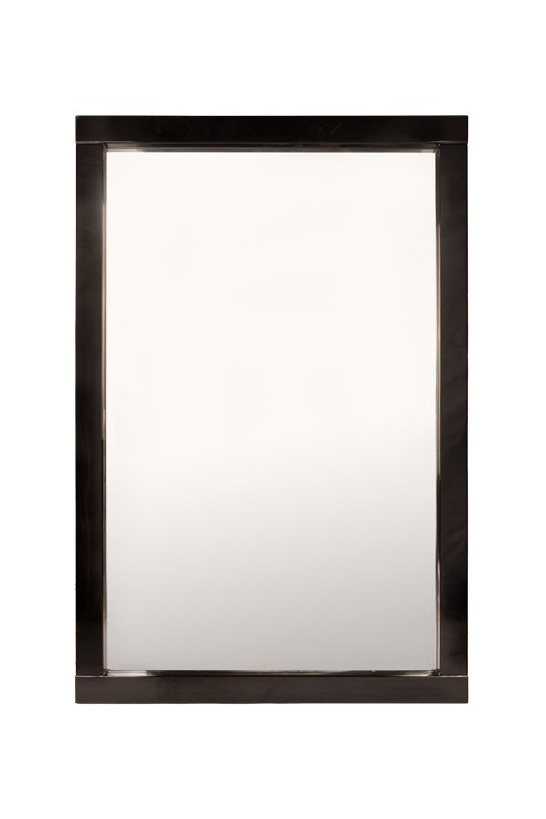 Rectangular mirror with black lacquered wooden frame 