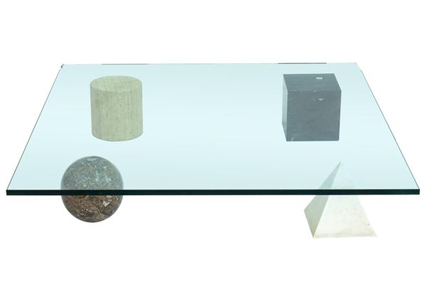 Massimo Vignelli - Metafora #1 coffee table in marble and glass 