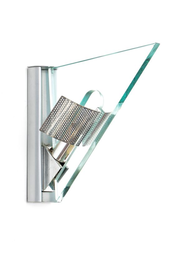 Carlo Forcolini - Icaro wall lamp with painted metal body, polished aluminium diffusers and ground crystal
