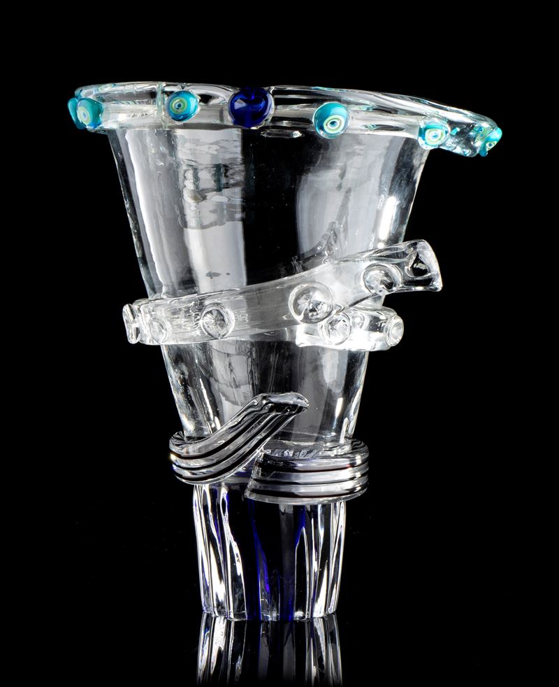 Vaso in vetro soffiato di Murano con lavorazione a murrine, grande vaso