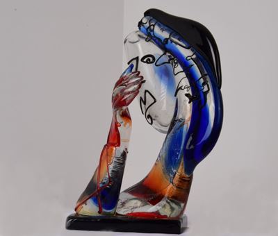 Mano sul volto (scultura in vetro di Murano n. 1/6)