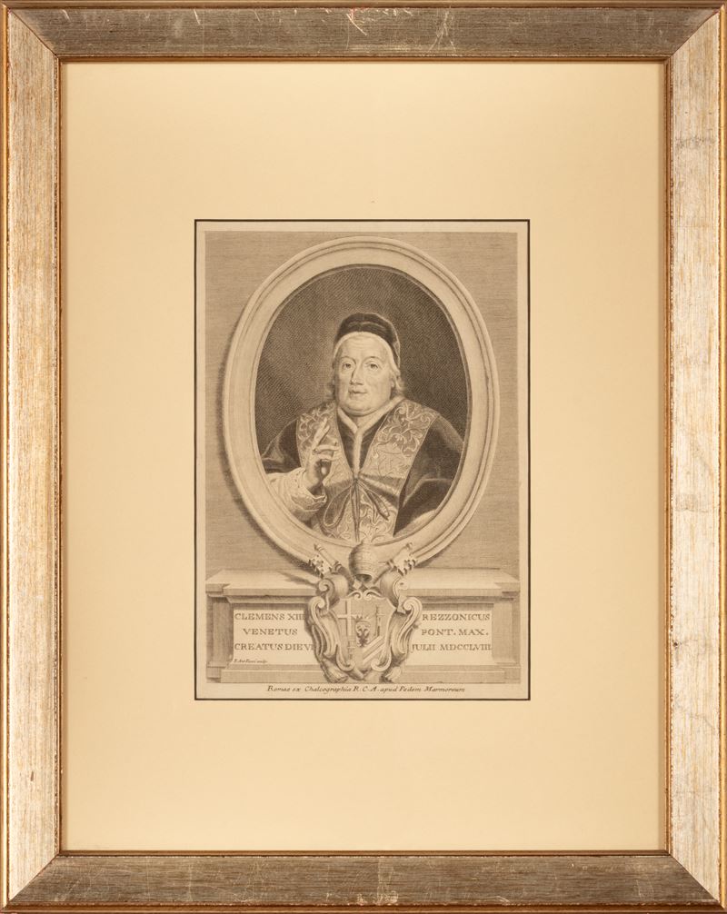 Incisione raffigurante Papa Clemente XIII Rezzonico