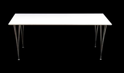 Fritz Hansen, Scrivania con piano in legno bianco laccato e struttura in acciaio (1988)