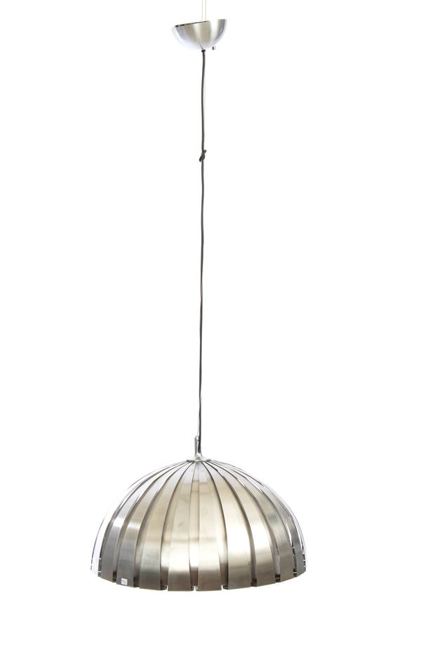 Elio  Martinelli - Ceiling lamp with diffuser in bent and curved chromed steel bars