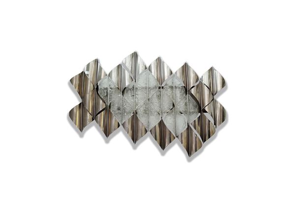 Large wall sconce panel with metal and Murano glass elements  (Produced by Mazzega Italy, 70s)  - Auction Asta di Design e Arti Decorative del XX secolo - Gliubich Casa d'Aste