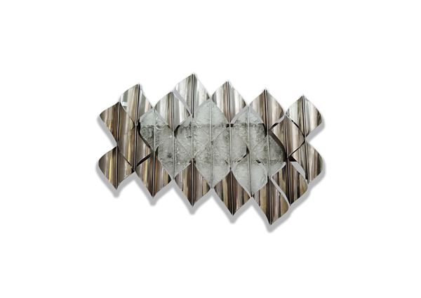 Grande pannello applique con elementi in metallo e vetro di Murano
