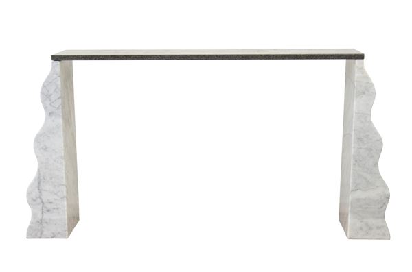 Ettore  Sottsass - Console mod. Montenegro with marble bases and granite top 