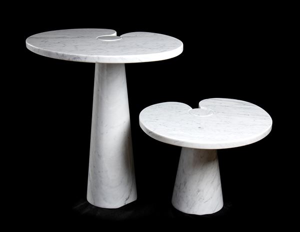 Angelo Mangiarotti - Eros coffee tables with structures and tops in white Carrara marble
