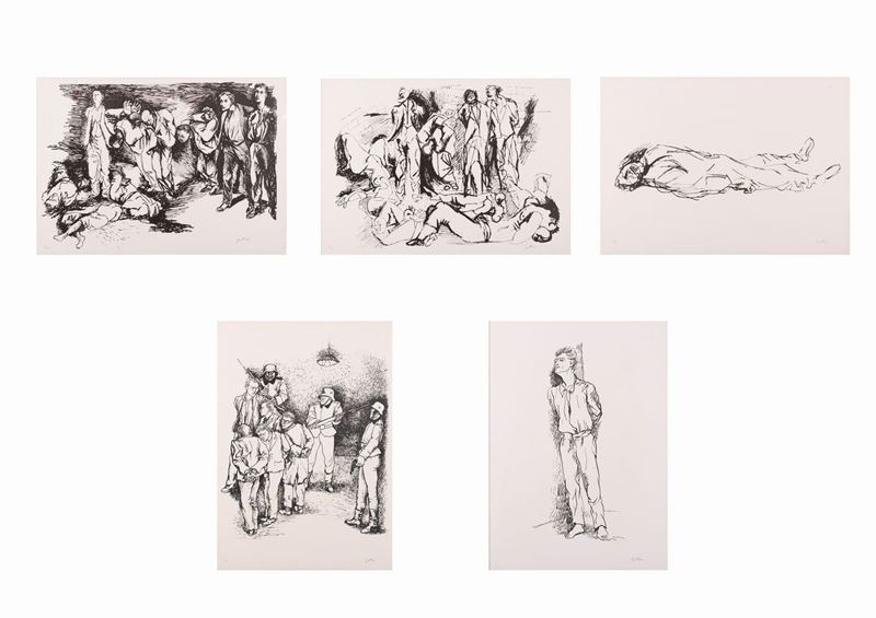 Renato Guttuso - Lotto di 5 Litografie "gott Mitt Uns"