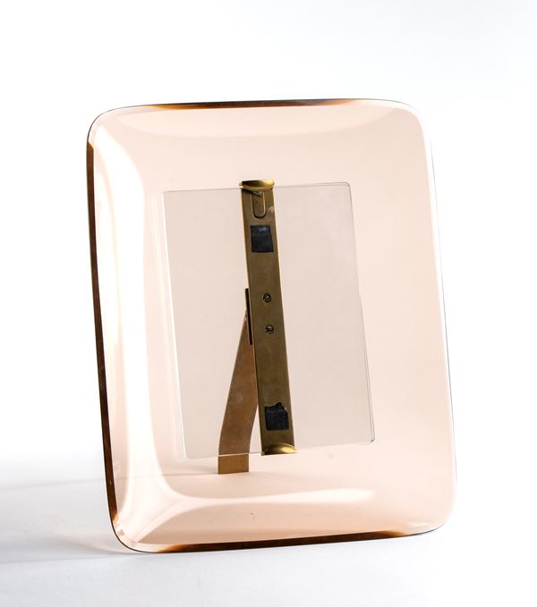 Max Ingrand - Photo frame with brass frame and shaped cut crystal 