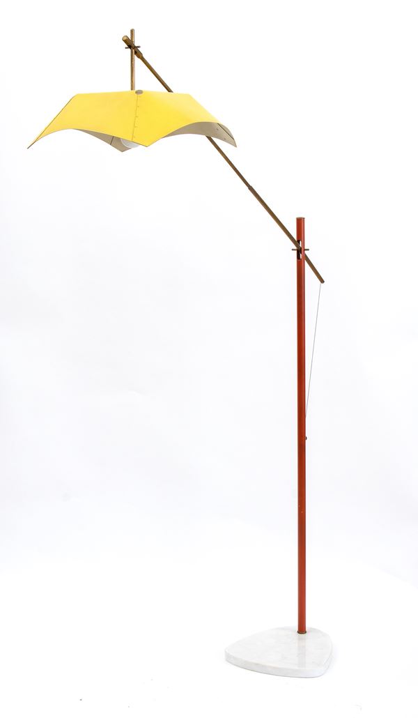 Angelo Lelli - Floor lamp in lacquered metal, marble and brass