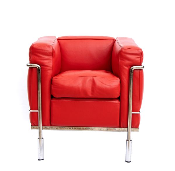 Charles Le Corbusier - LC2 armchair covered in red leather