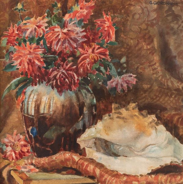 Giovanni Giordani - Natura morta con fiori e conchiglie