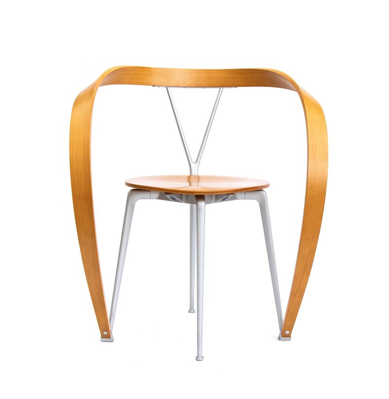 Andrea Branzi - Quattro sedie Silla Mod. 952 “Revers” (produzione Cassina), struttura in legno e ...