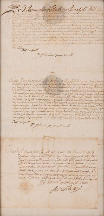 Raccolta di Tre Lettere di Licenza del Gran Maestro Dell'ordine di Malta e del Capitano Generale ...