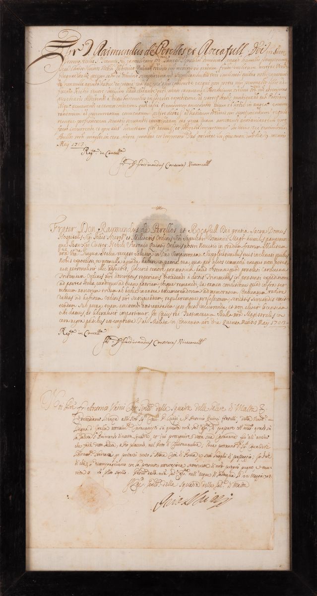 Anonimo - Raccolta di Tre Lettere di Licenza del Gran Maestro Dell'ordine di Malta e del Capitano...