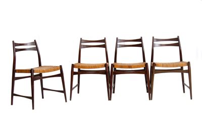 Quattro sedie in rattan, produzione danese, circa 1980