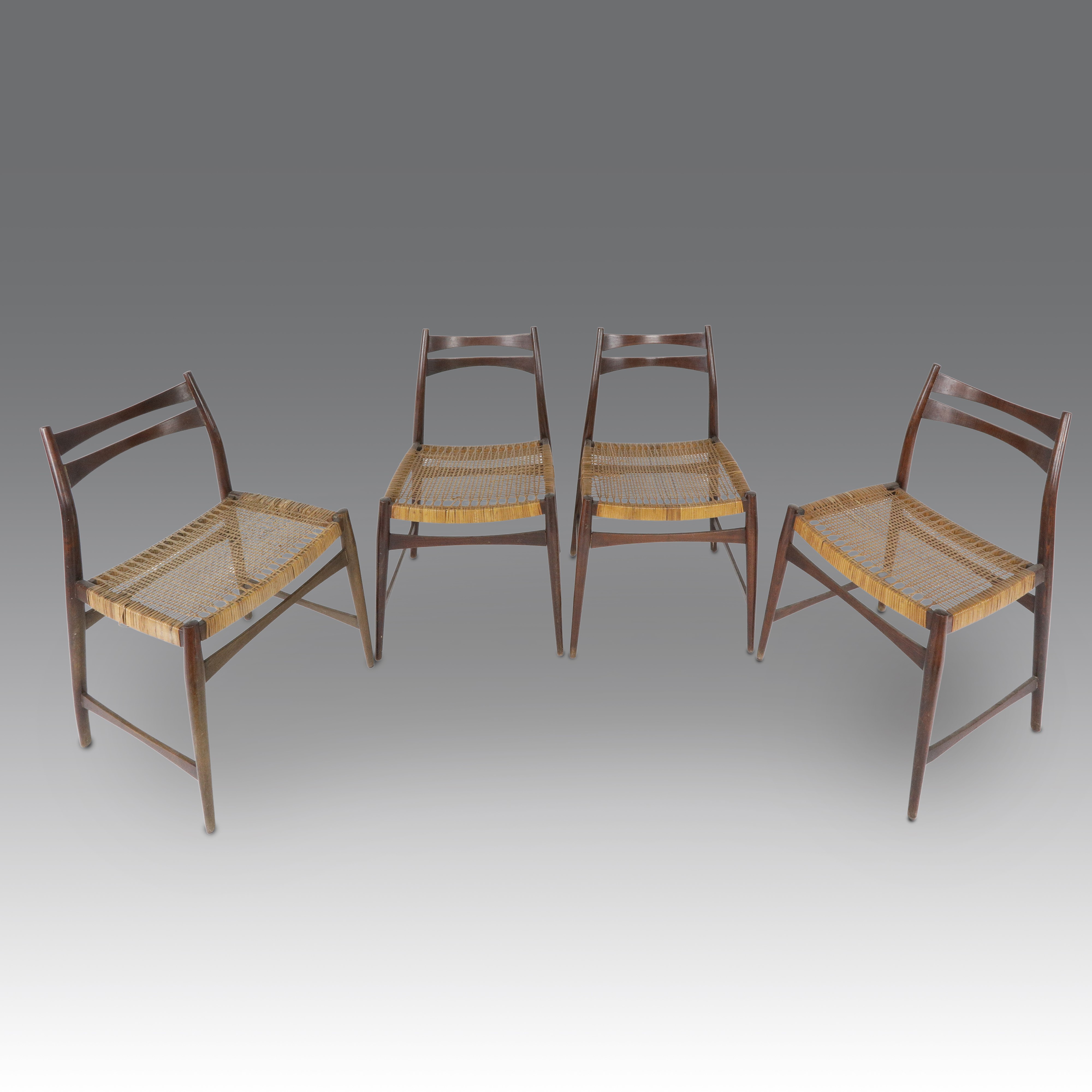 Quattro sedie in rattan, produzione danese, circa 1980