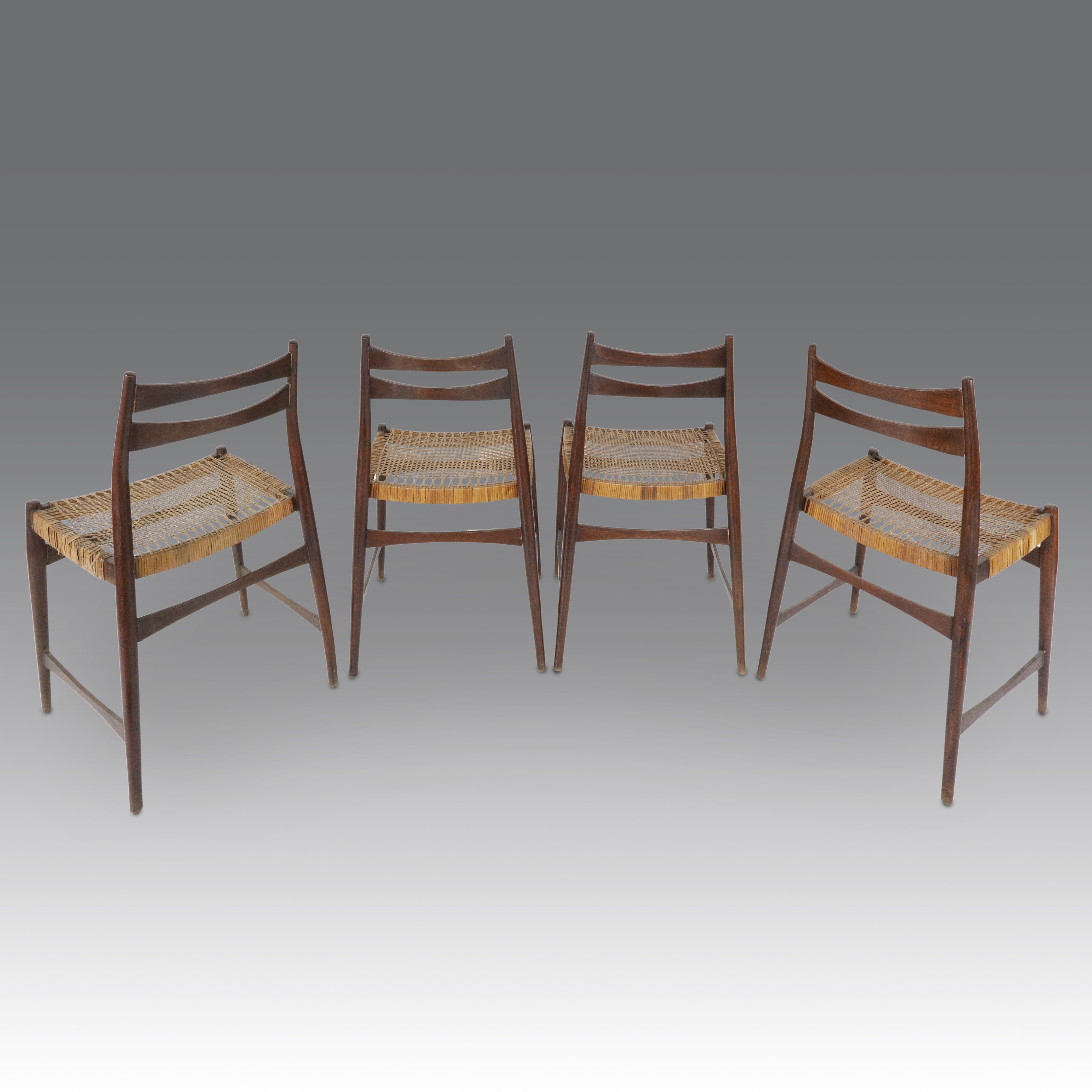 Quattro sedie in rattan, produzione danese, circa 1980