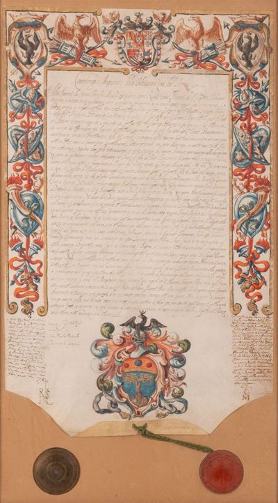 Diploma che Attesta la Nobiltà del Barone Piero Alfieri e della di Lui Moglie Margherita Branconi...