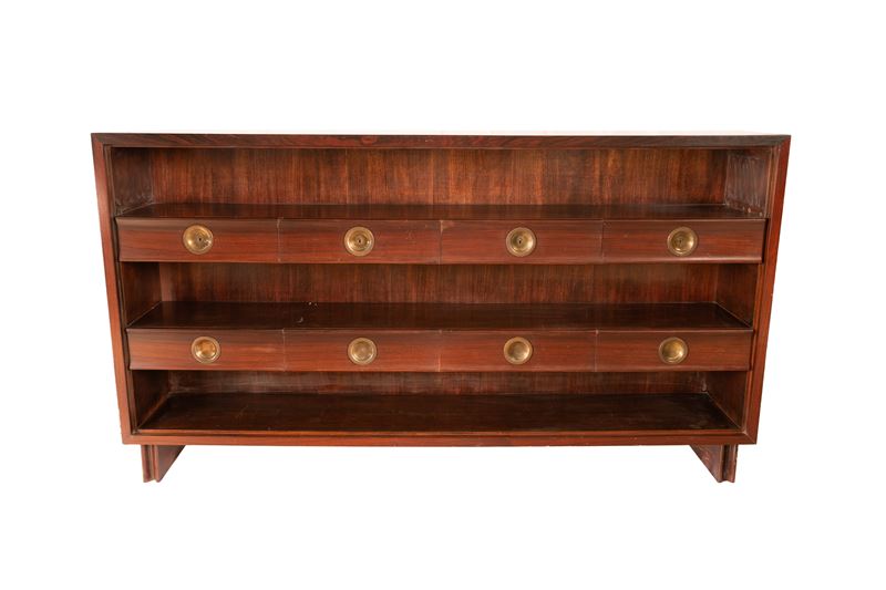 Grande libreria archivio con tre ripiani e 8 cassetti a scomparsa sul fronte