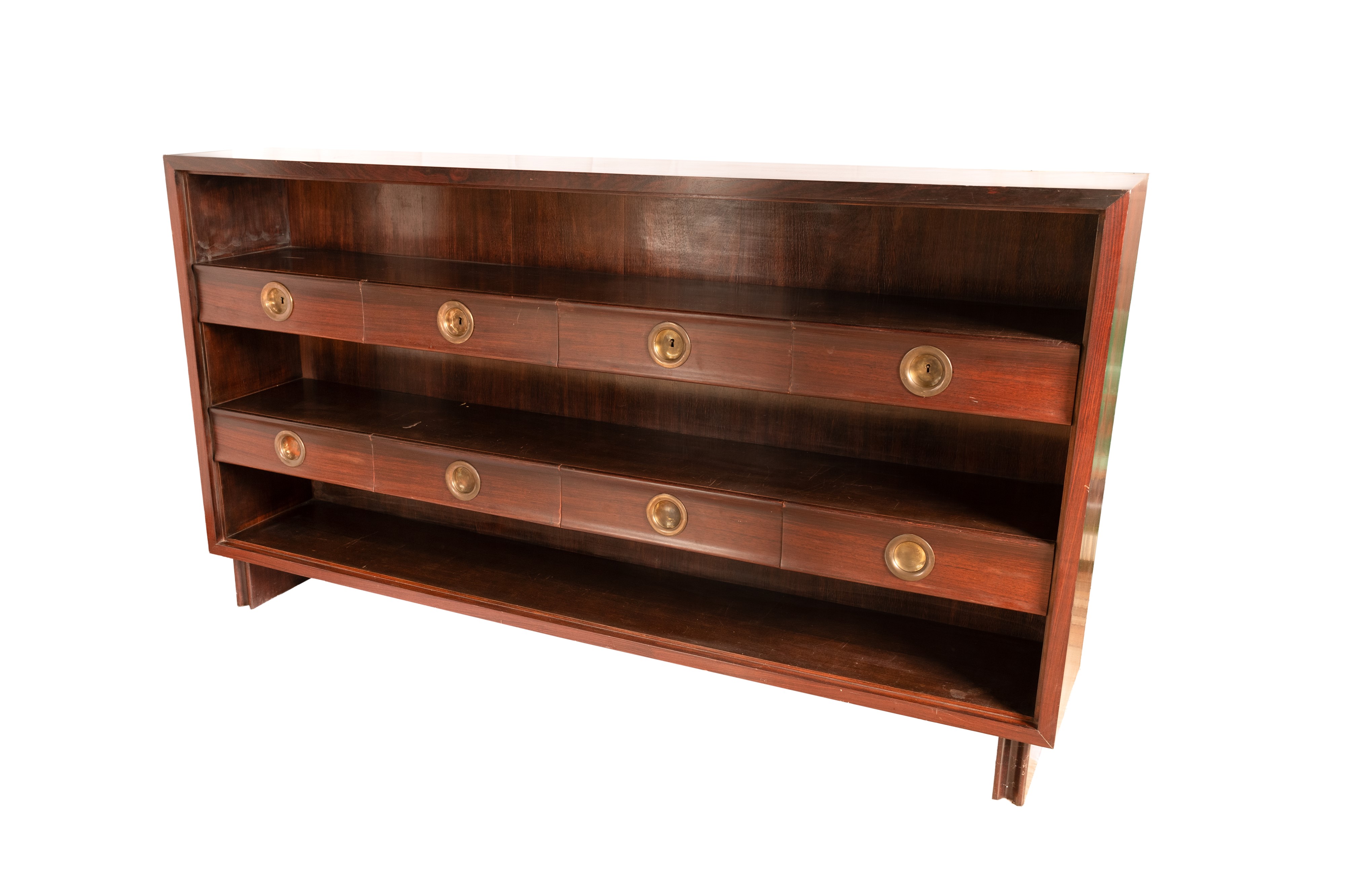 Grande libreria archivio con tre ripiani e 8 cassetti a scomparsa sul fronte