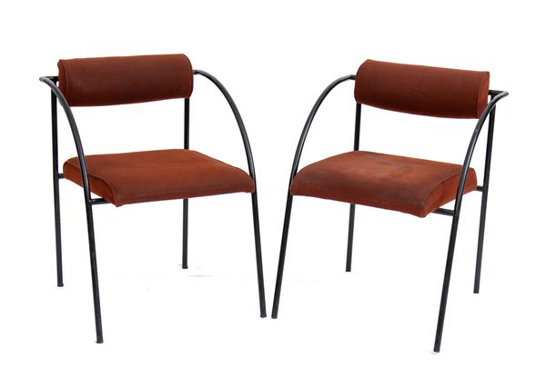 Rodney  Kinsman - Set of two Wien chairs with round metal structure and curved armrests