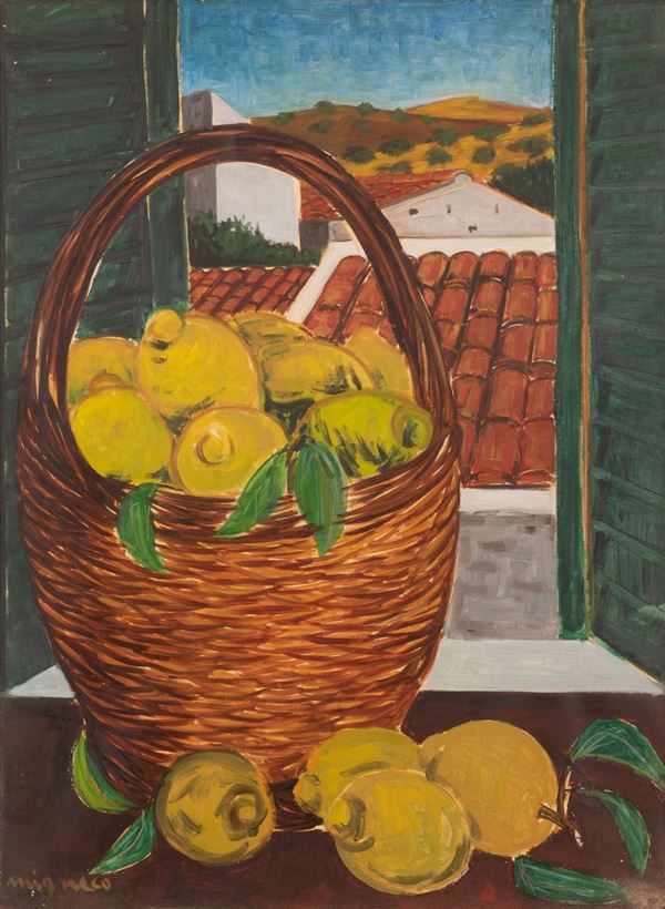 Giuseppe Migneco - Cesto di limoni