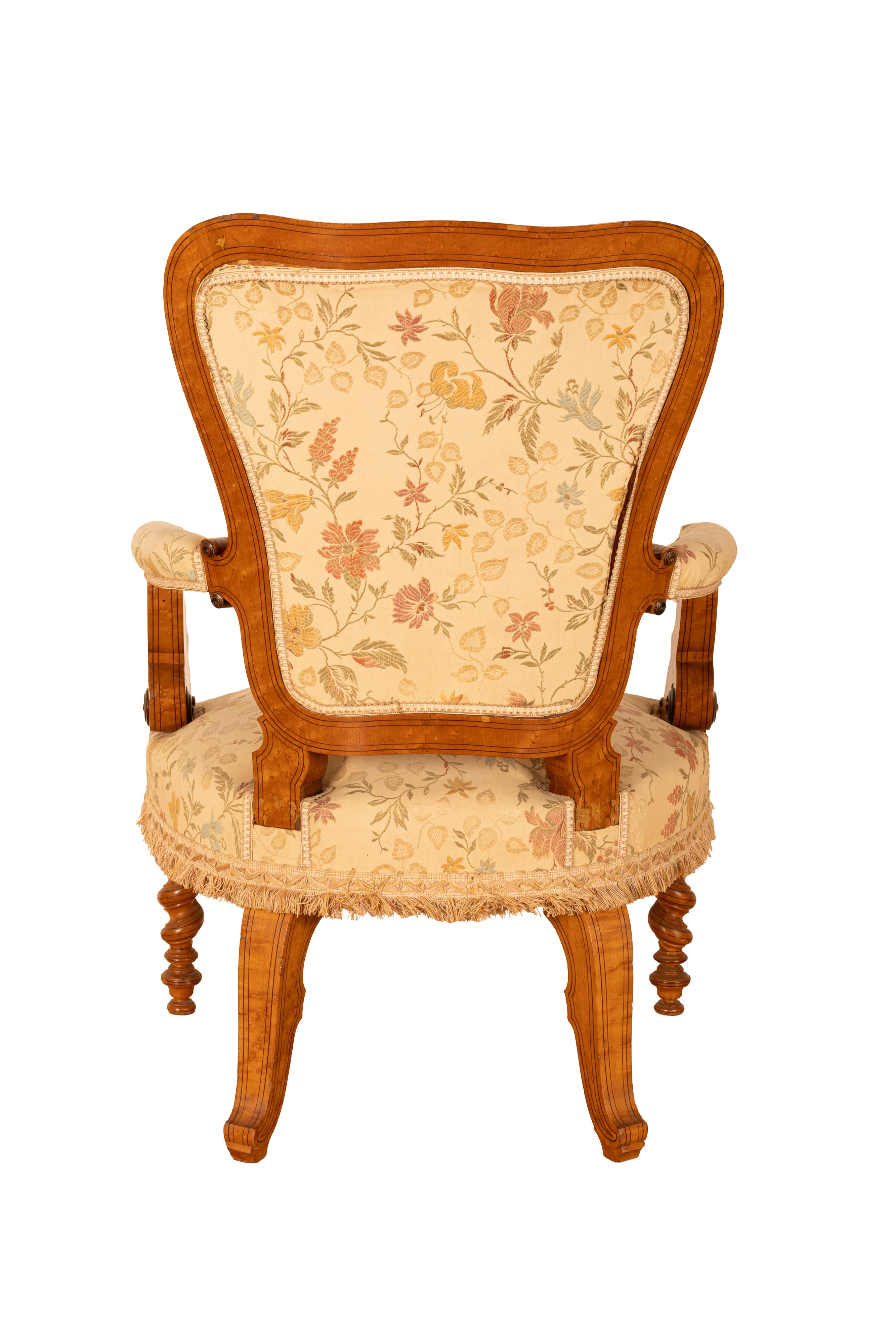 Sei Poltrone Biedermeier in Radica di Tuia Filettate in Acero