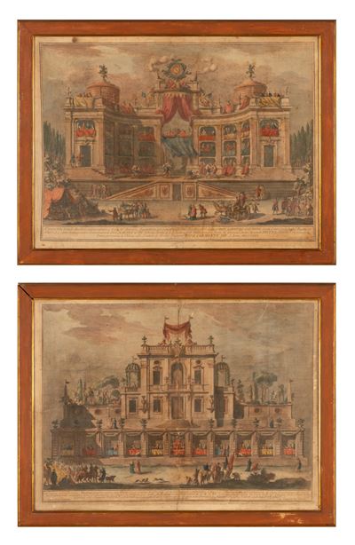 Coppia di Acqueforti: Disegni della Seconda Machina