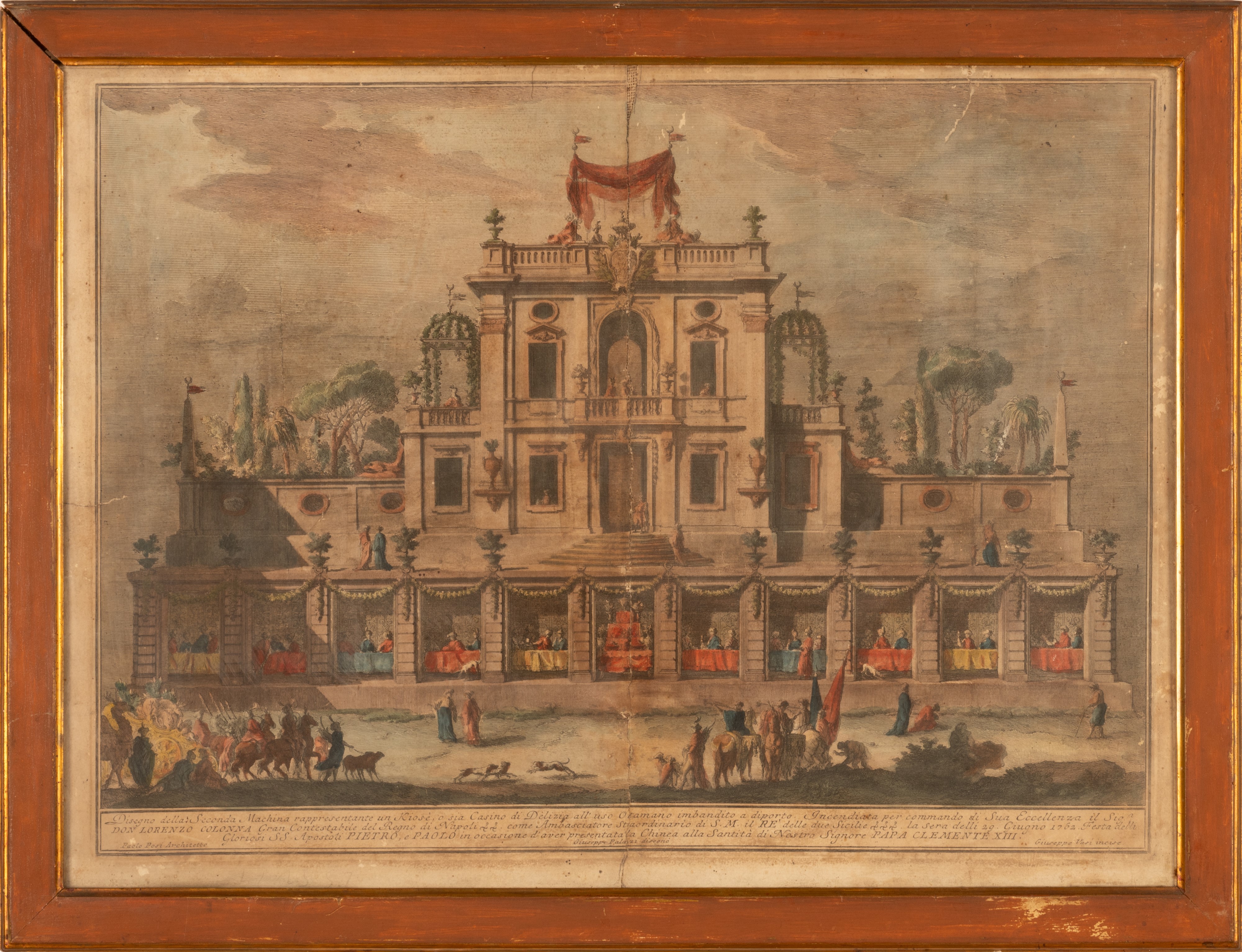 Giuseppe Vasi - Coppia di Acqueforti: Disegni della Seconda Machina