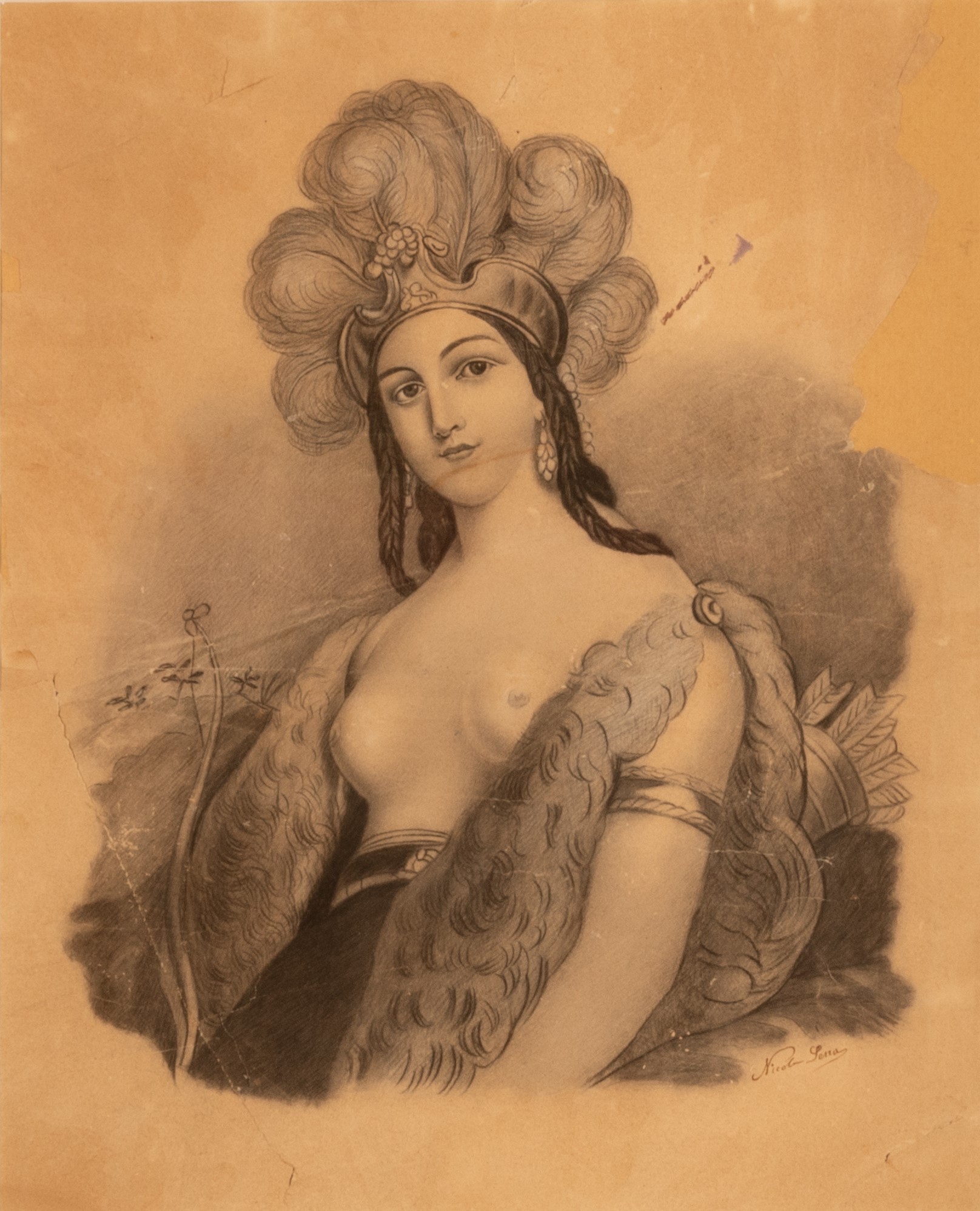 Lotto di tre disegni a matita